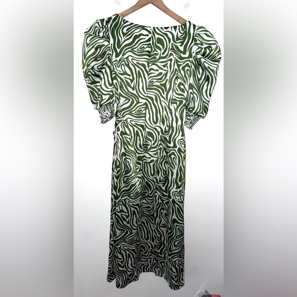 NWOT Cinq a Sept Kacy Green Zebra Print Silky Dress Size 4 - Picture 9 of 13